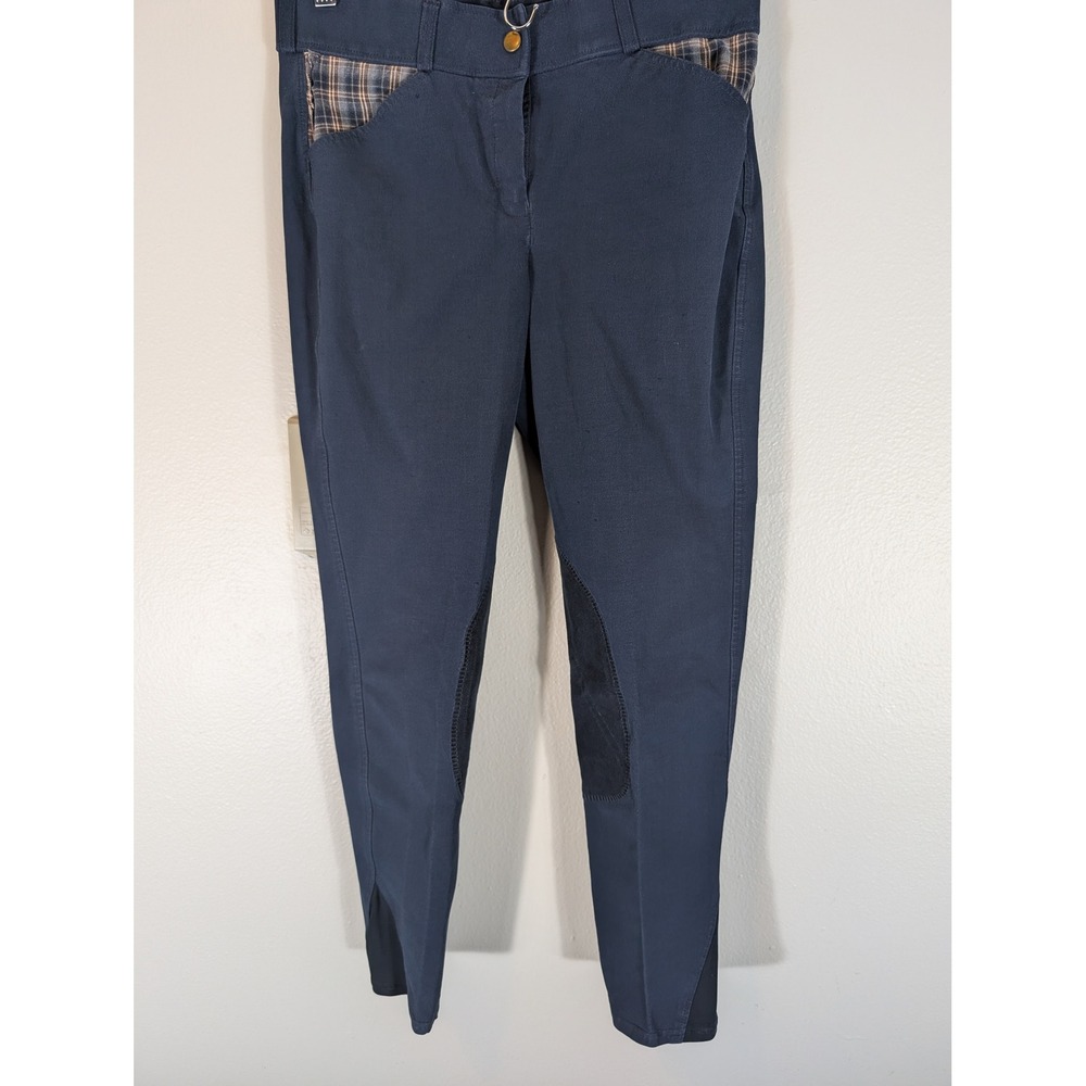Dover Saddlery Womens 28/27 Navy Blue Knee Patch Equestrian Riding Breeches